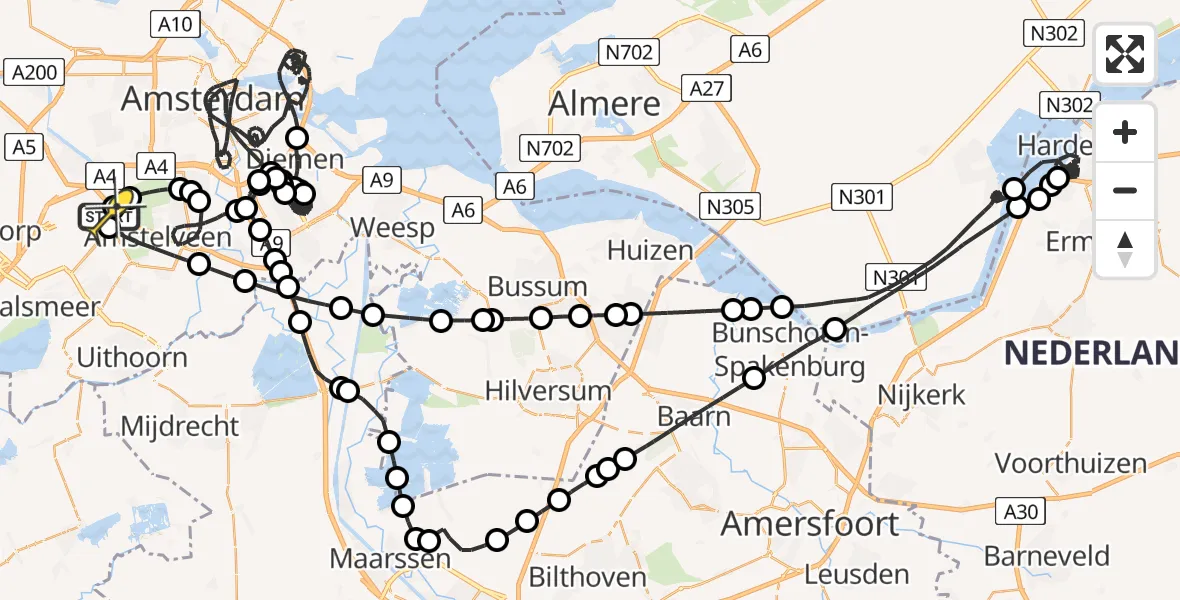 Routekaart van de vlucht: Politieheli naar Schiphol, Loevesteinse Randweg