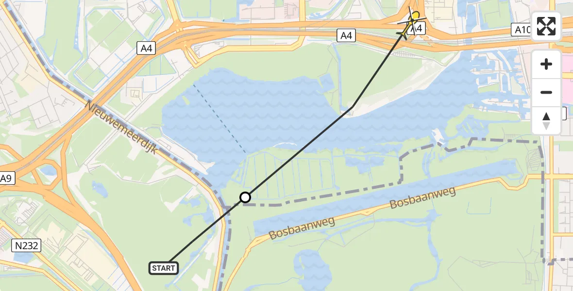 Routekaart van de vlucht: Politieheli naar Amsterdam, Jaagpad