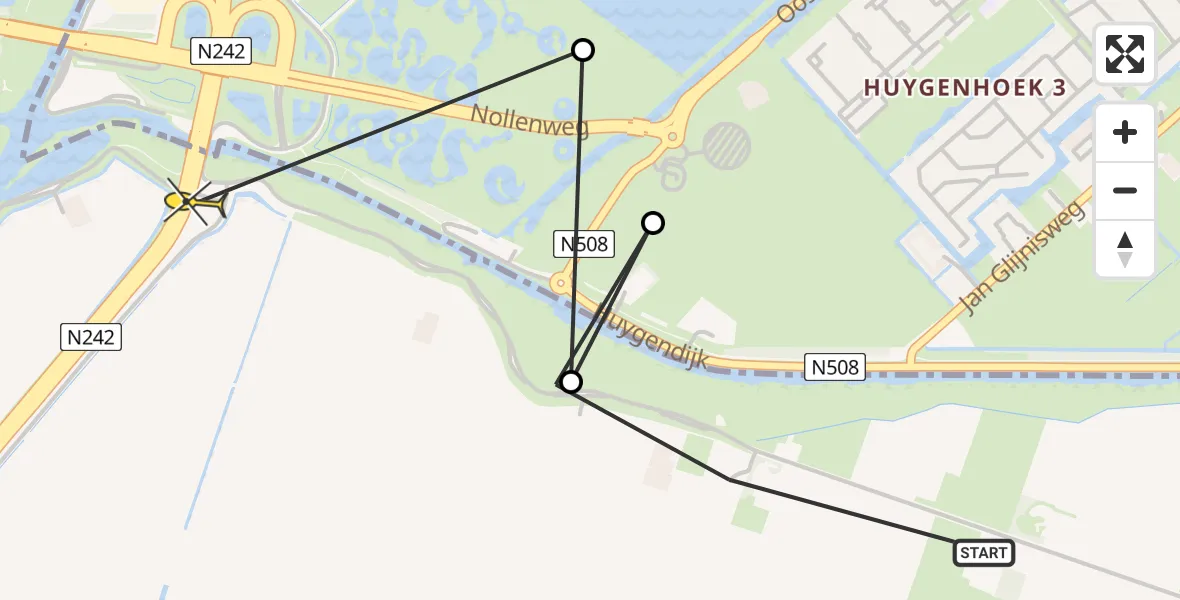 Routekaart van de vlucht: Politieheli naar Alkmaar, Slingerdijk