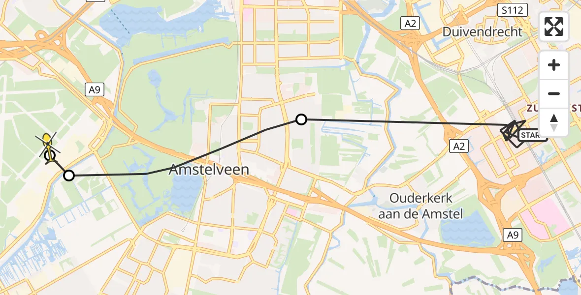 Routekaart van de vlucht: Politieheli naar Schiphol, Haaksbergweg