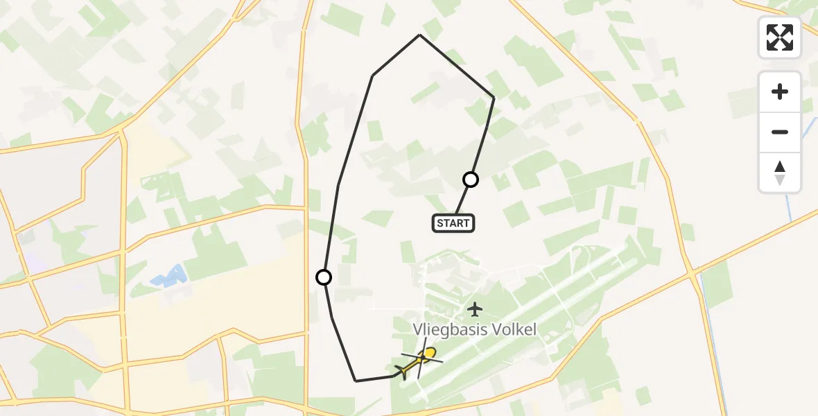 Routekaart van de vlucht: Lifeliner 3 naar Vliegbasis Volkel, Trentsedijk