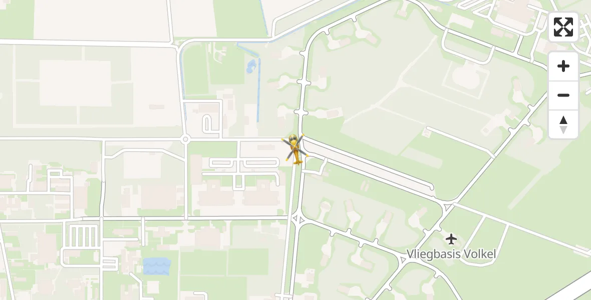 Vluchtroute Traumahelikopter van Vliegbasis Volkel naar Vliegbasis Volkel