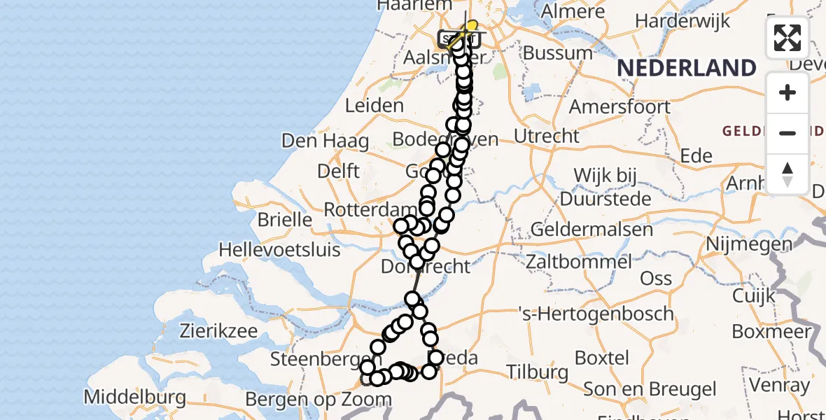 Routekaart van de vlucht: Politieheli naar Schiphol, Goede Ree