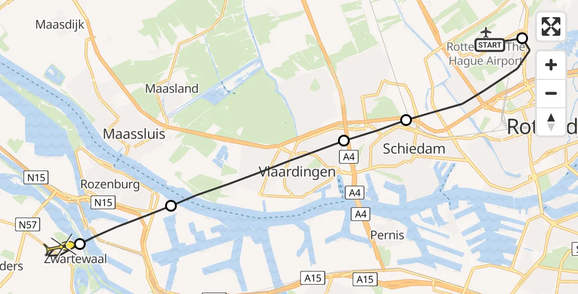 Routekaart van de vlucht: Lifeliner 2 naar Zwartewaal, Bovendijk