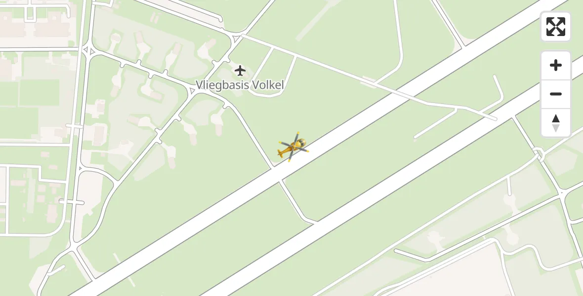 Vluchtroute Traumahelikopter van Vliegbasis Volkel naar Vliegbasis Volkel
