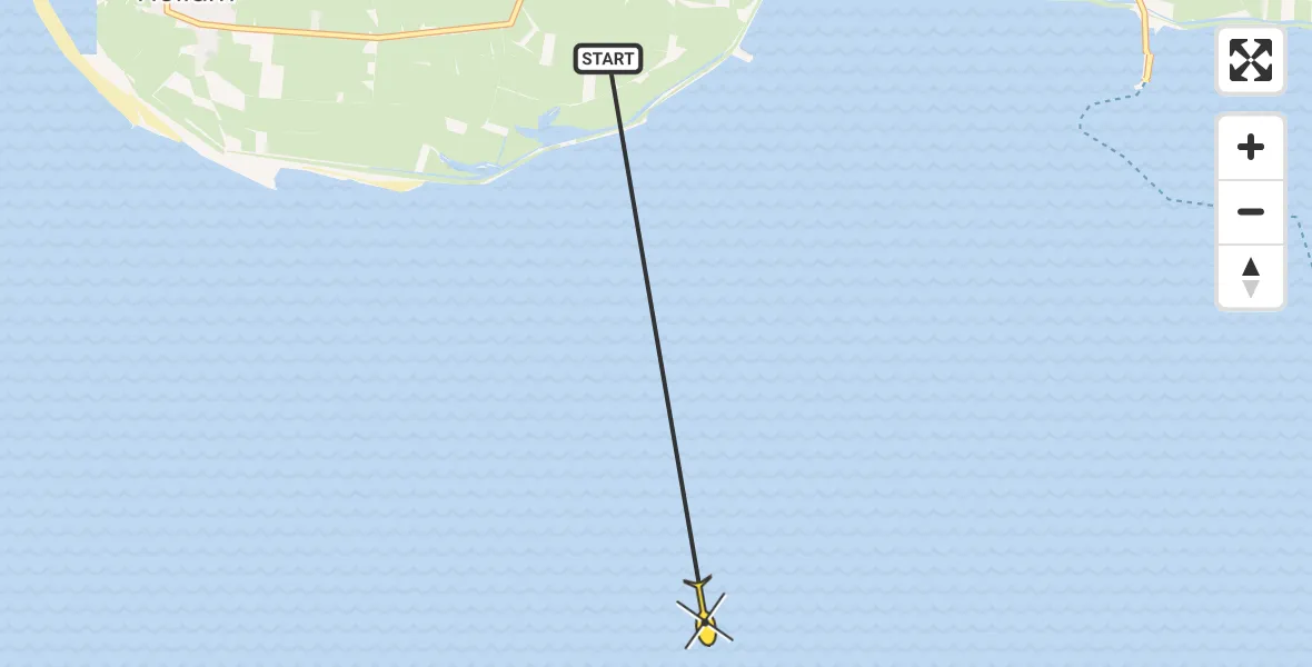 Routekaart van de vlucht: Ambulancehelikopter naar Marrum