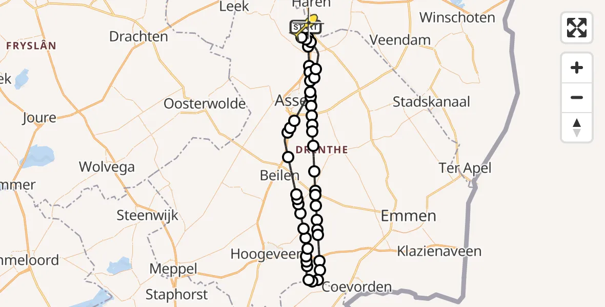 Routekaart van de vlucht: Lifeliner 4 naar Groningen Airport Eelde, Evenveen