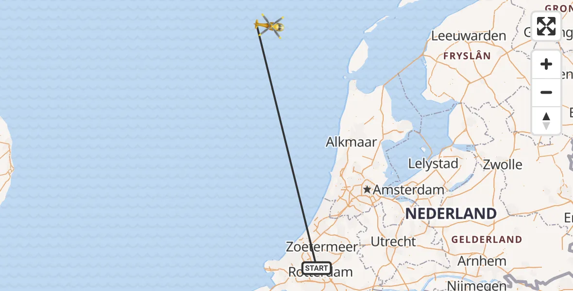 Vluchtroute Traumahelikopter Rotterdam The Hague Airport - Rotterdam The Hague Airport, 27 februari 2024, 10:47