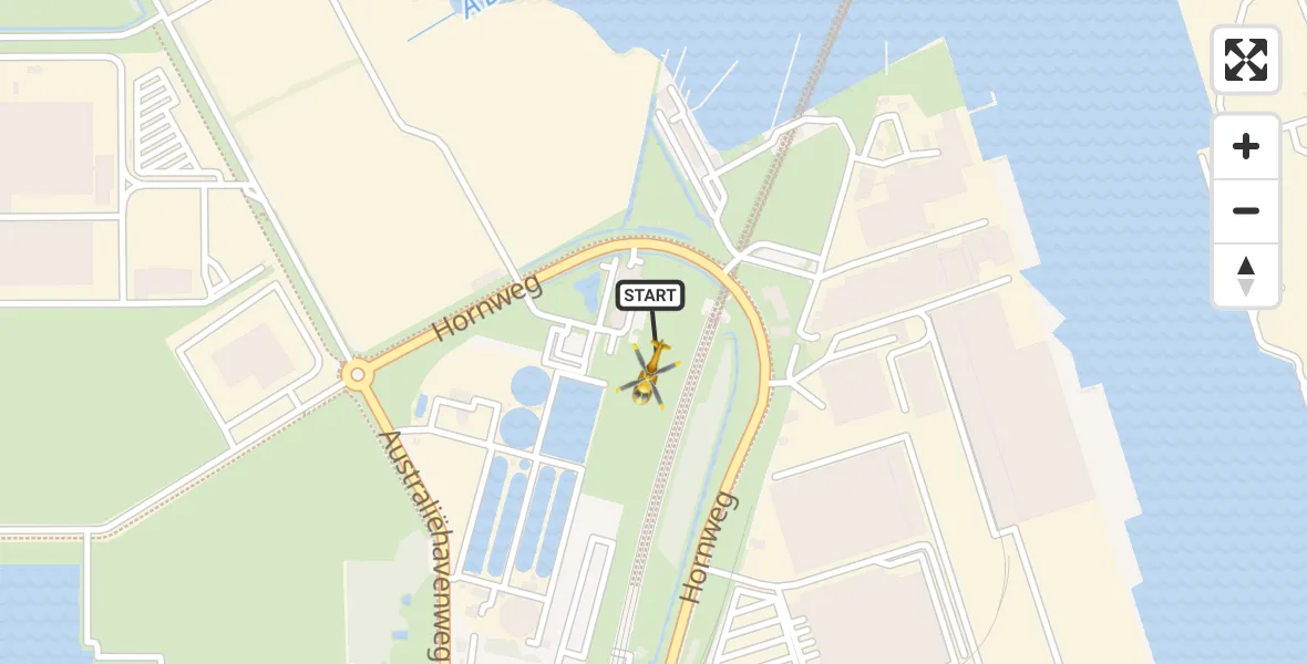 Vluchtroute Traumahelikopter van Amsterdam Heliport naar Amsterdam Heliport