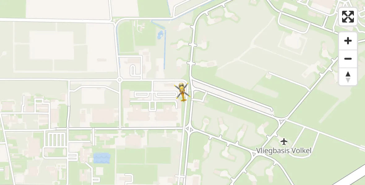 Vluchtroute Traumahelikopter van Vliegbasis Volkel naar Vliegbasis Volkel