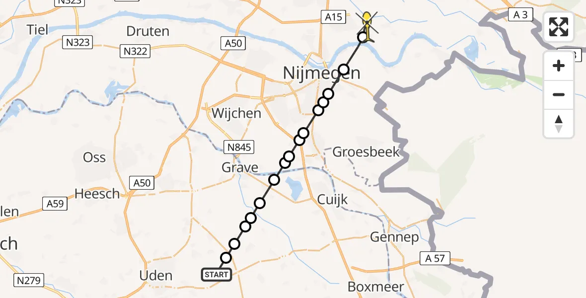 Routekaart van de vlucht: Lifeliner 3 naar Haalderen, Witte Dellen