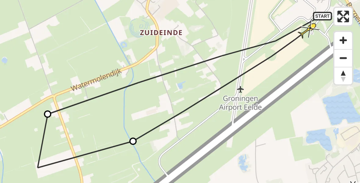 Routekaart van de vlucht: Lifeliner 4 naar Groningen Airport Eelde, Lugtenbergerweg