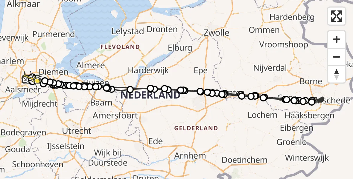 Routekaart van de vlucht: Politieheli naar Schiphol, Westerkimweg