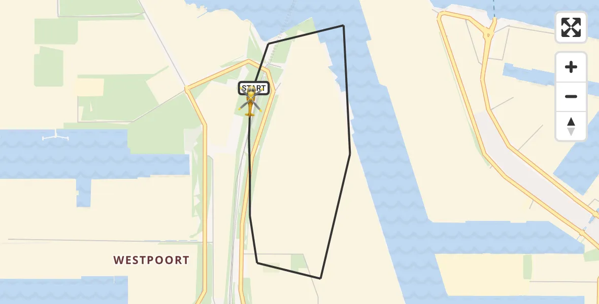 Vluchtroute Traumahelikopter van Amsterdam Heliport naar Amsterdam Heliport