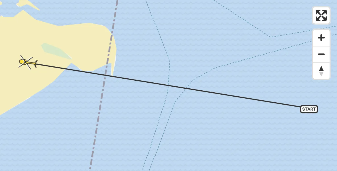 Routekaart van de vlucht: Ambulancehelikopter naar Vlieland, Richel