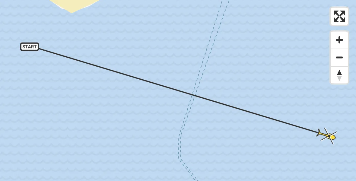 Routekaart van de vlucht: Ambulanceheli naar West-Terschelling