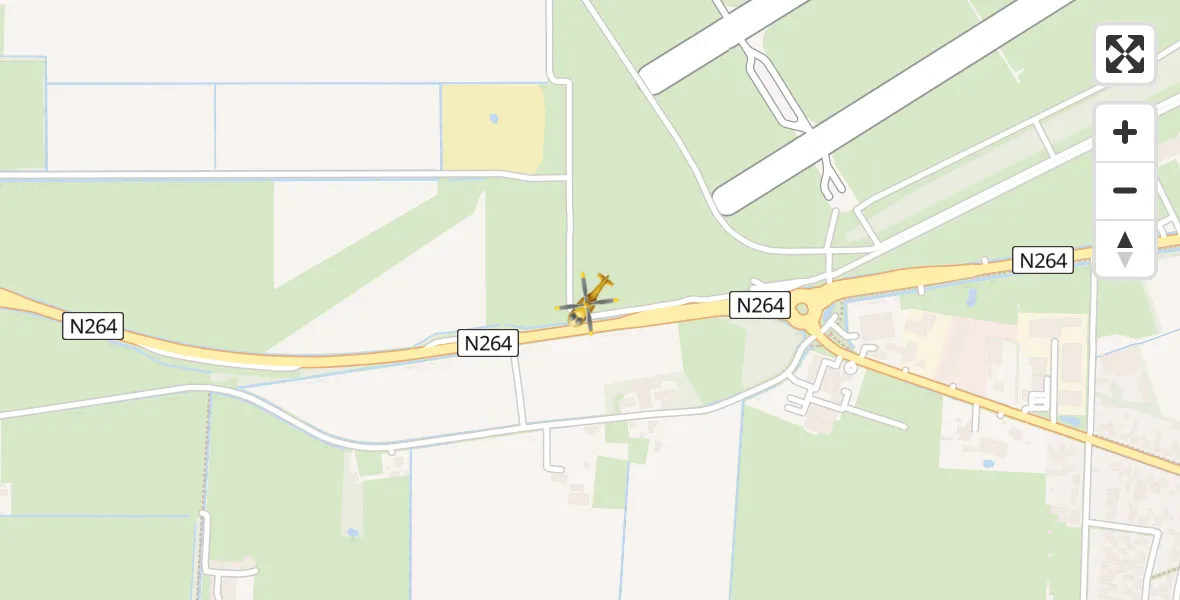 Vluchtroute Traumahelikopter van Vliegbasis Volkel naar Vliegbasis Volkel