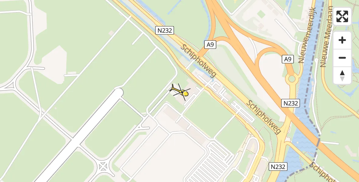 Vluchtroute Politiehelikopter van Schiphol naar Schiphol