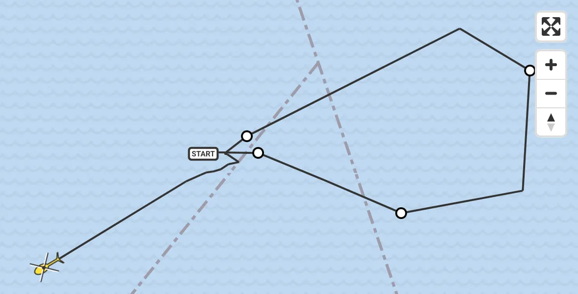 Routekaart van de vlucht: Kustwachthelikopter naar Wieringerwerf