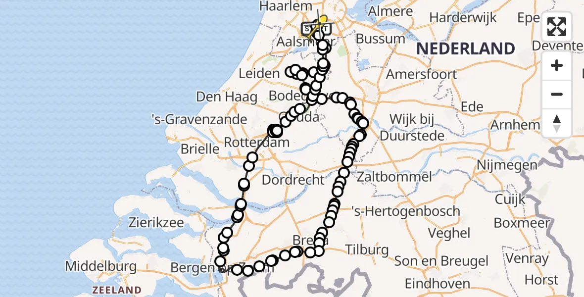 Routekaart van de vlucht: Politieheli naar Schiphol, Schipholdijk