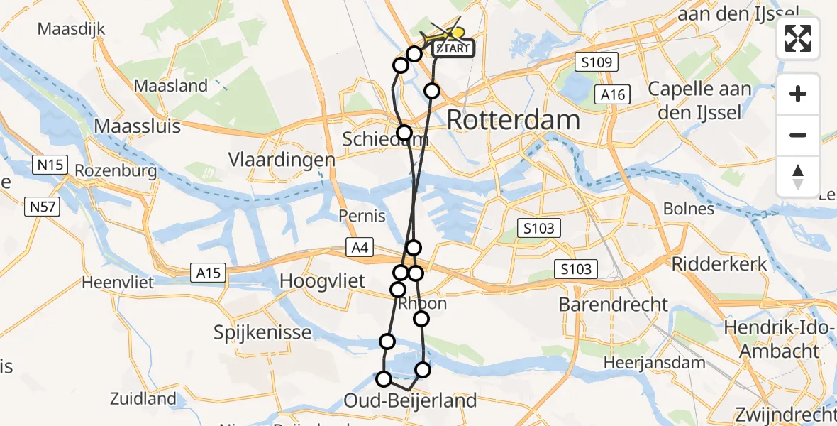 Routekaart van de vlucht: Lifeliner 2 naar Rotterdam The Hague Airport, Delflandstraat