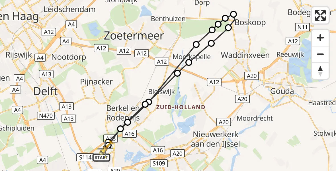 Vluchtroute Traumahelikopter Rotterdam The Hague Airport - Rotterdam The Hague Airport, 28 februari 2024, 08:43