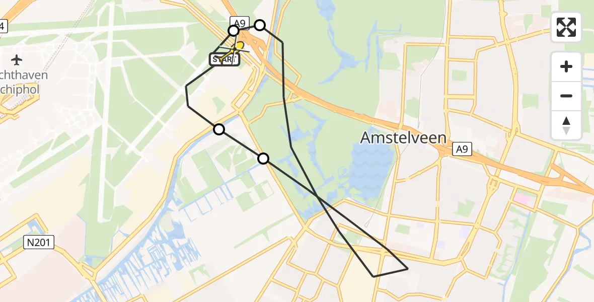 Routekaart van de vlucht: Politieheli naar Schiphol, Van Weerden-Poelmanweg