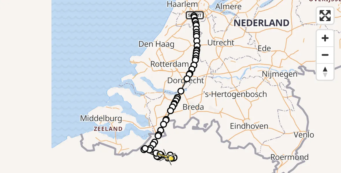 Routekaart van de vlucht: Politieheli naar Westerkimweg