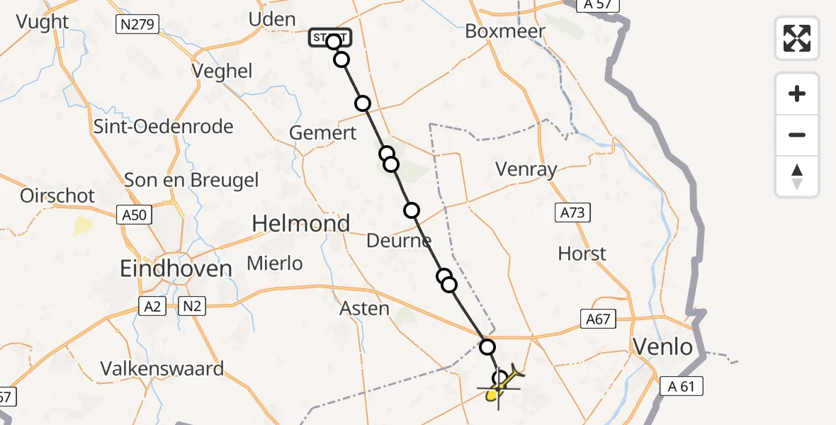 Routekaart van de vlucht: Lifeliner 3 naar Beringe, Torenvalkweg