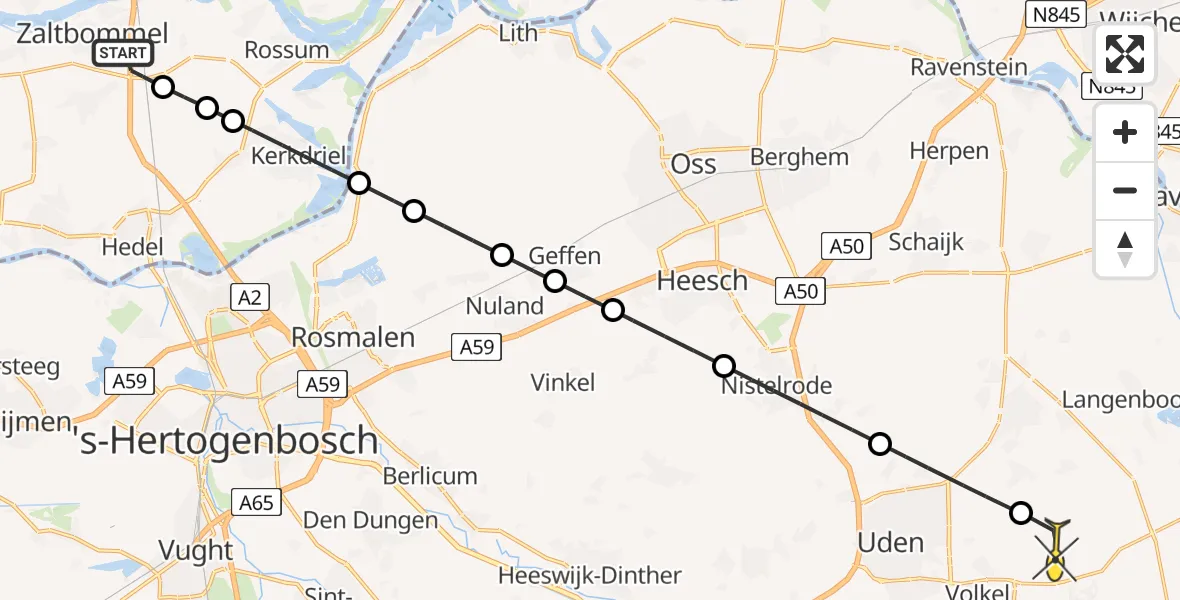 Routekaart van de vlucht: Lifeliner 3 naar Vliegbasis Volkel, Veilingweg