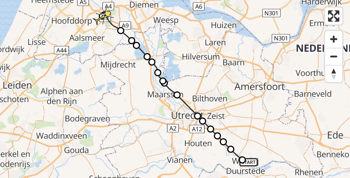 Routekaart van de vlucht: Politieheli naar Schiphol, Landscheidingsweg