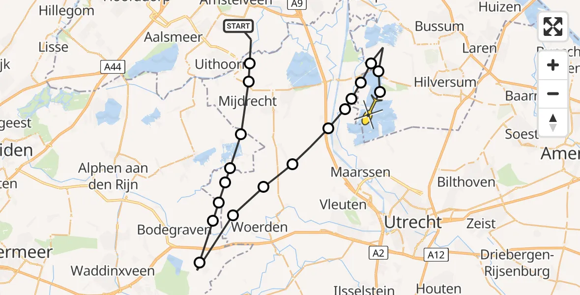 Routekaart van de vlucht: Politieheli naar Loosdrecht, Molenspad