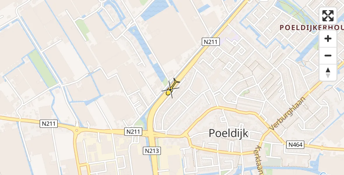 Routekaart van de vlucht: Lifeliner 1 naar Poeldijk