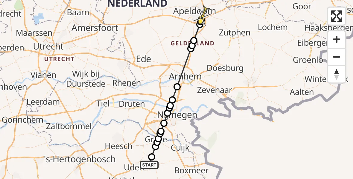 Routekaart van de vlucht: Lifeliner 3 naar Apeldoorn, Beemdsteeg