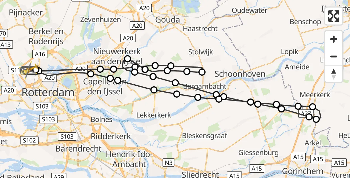 Vluchtroute Traumahelikopter Rotterdam The Hague Airport - Rotterdam The Hague Airport, 28 februari 2024, 16:50