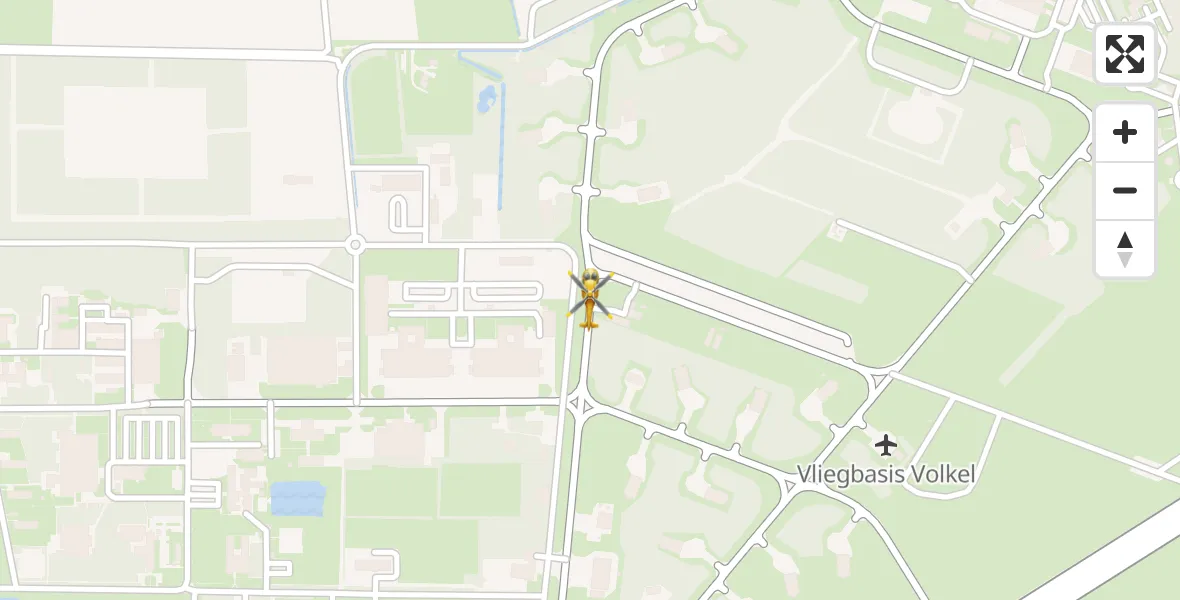 Vluchtroute Traumahelikopter van Vliegbasis Volkel naar Vliegbasis Volkel