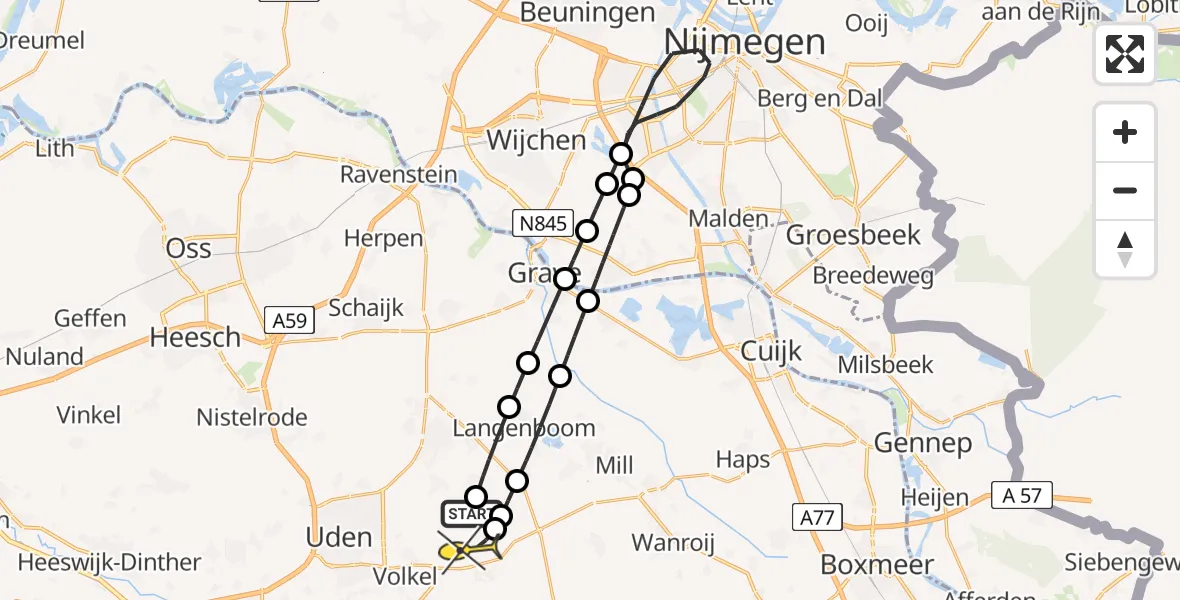 Routekaart van de vlucht: Lifeliner 3 naar Vliegbasis Volkel, Nieuweweg