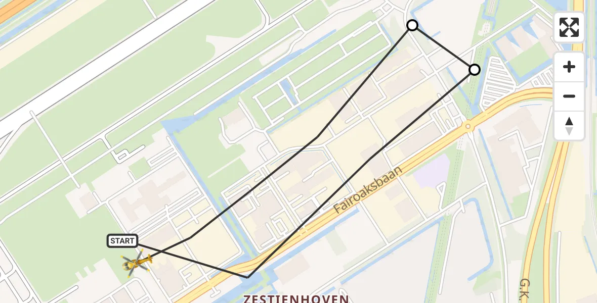 Vluchtroute Traumahelikopter Rotterdam The Hague Airport - Rotterdam The Hague Airport, 29 februari 2024, 08:26