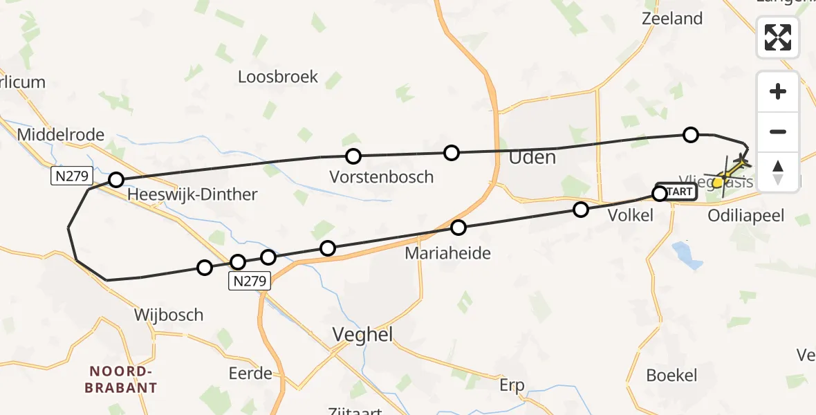 Routekaart van de vlucht: Lifeliner 3 naar Vliegbasis Volkel, Nieuwstraat