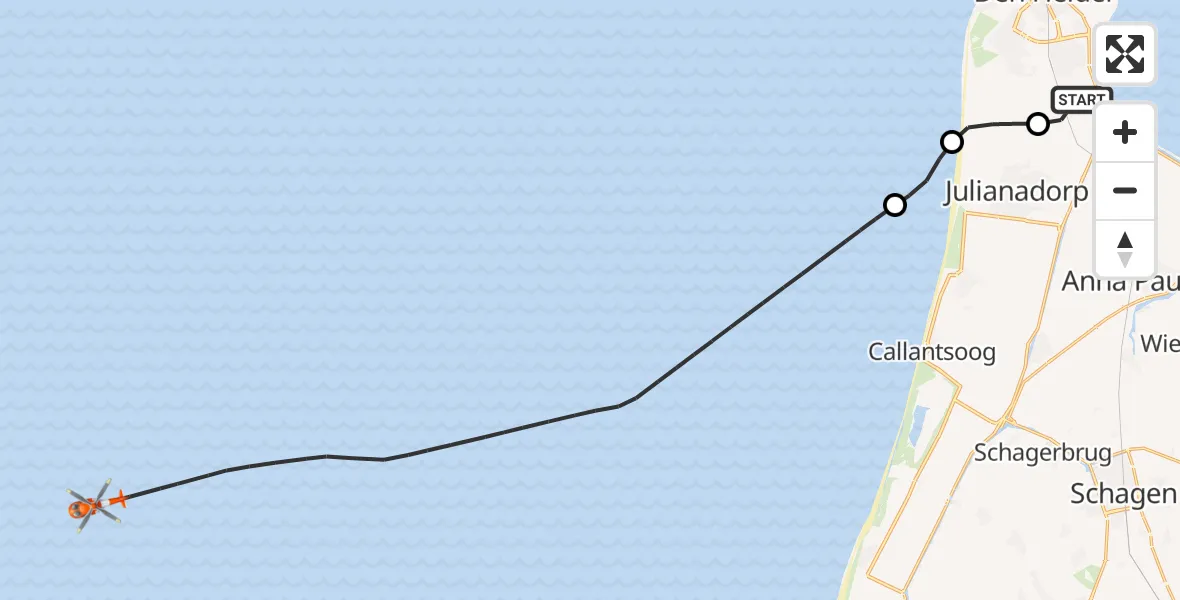 Vluchtroute Kustwachthelikopter Vliegveld De Kooy - , 29 februari 2024, 12:23