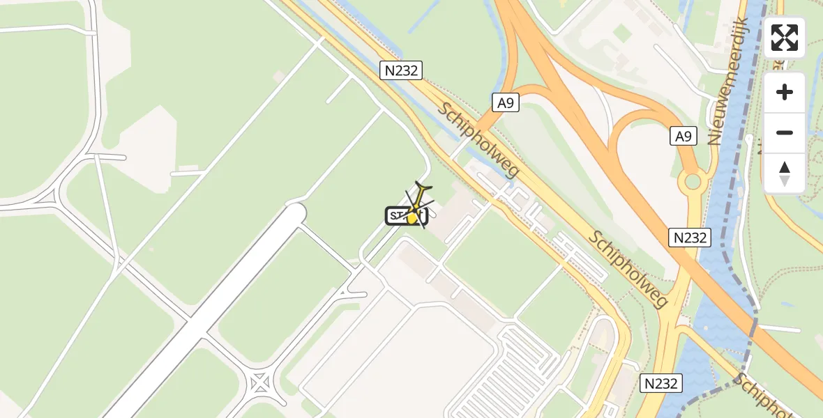 Vluchtroute Politiehelikopter van Schiphol naar Schiphol