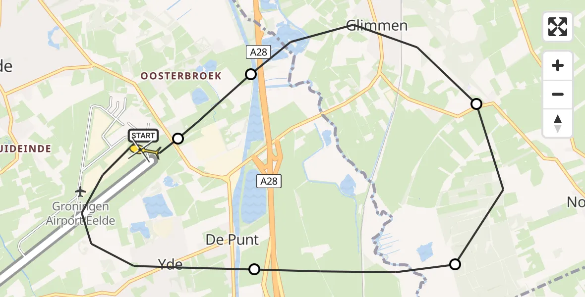 Routekaart van de vlucht: Lifeliner 4 naar Groningen Airport Eelde, Moespot