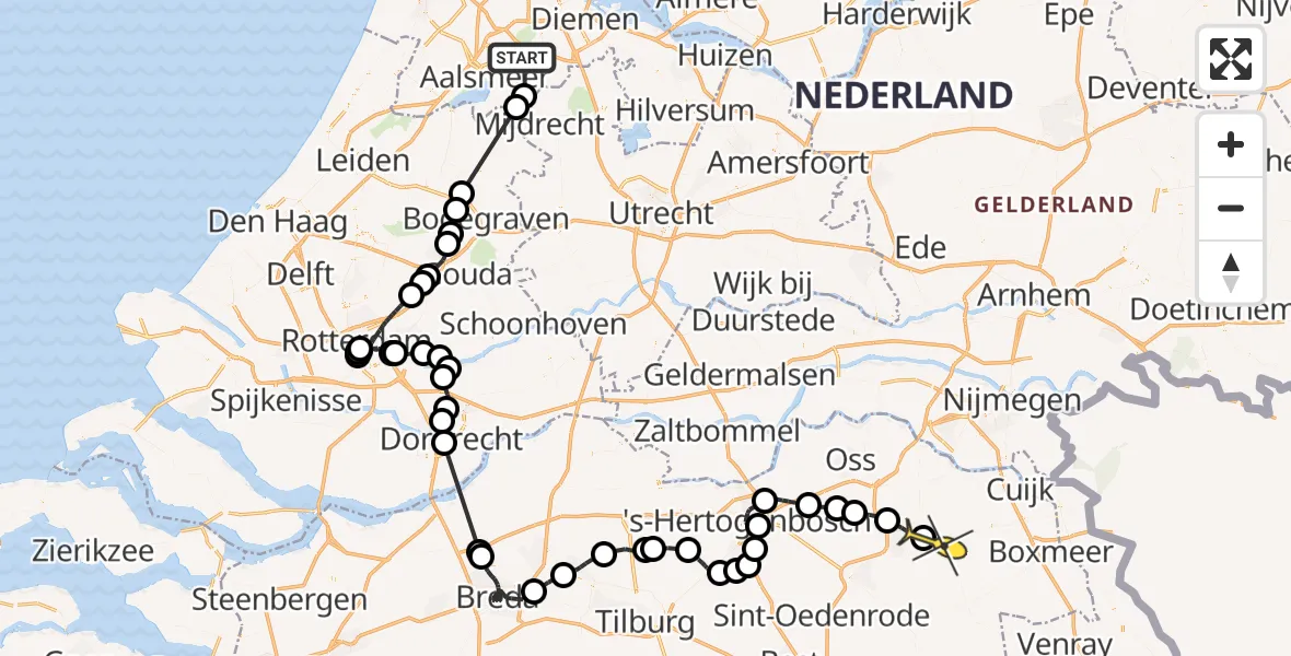 Routekaart van de vlucht: Politieheli naar Vliegbasis Volkel, Spinnerij