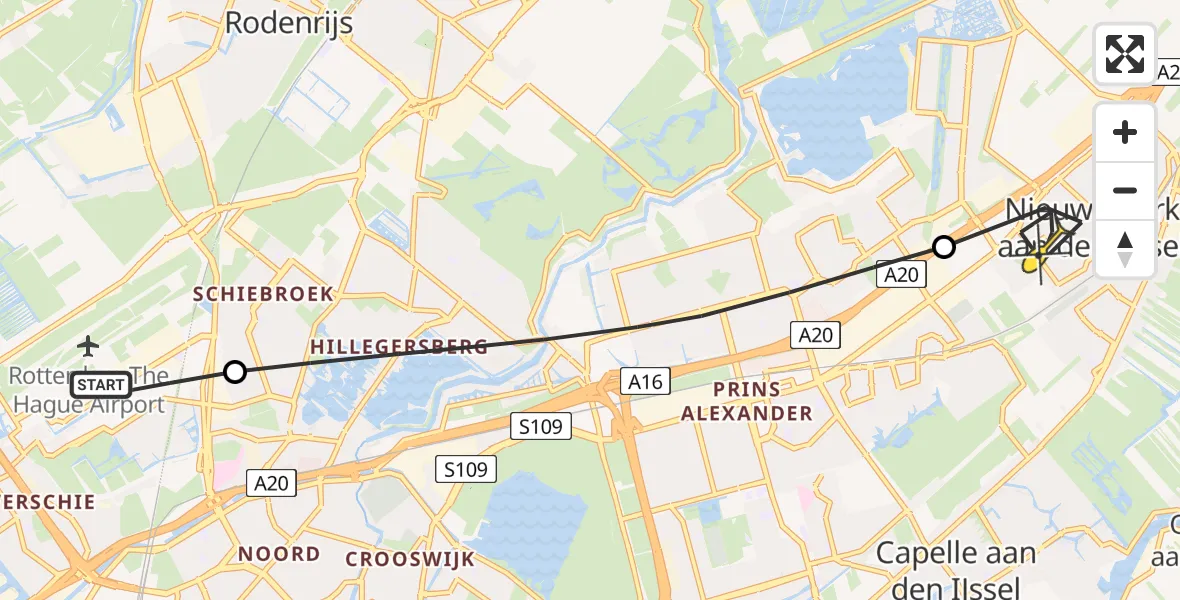 Routekaart van de vlucht: Lifeliner 2 naar Nieuwerkerk aan den IJssel, Hamakerstraat