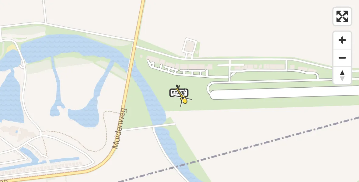 Vluchtroute Politiehelikopter van Vliegveld Midden-Zeeland naar Vliegveld Midden-Zeeland