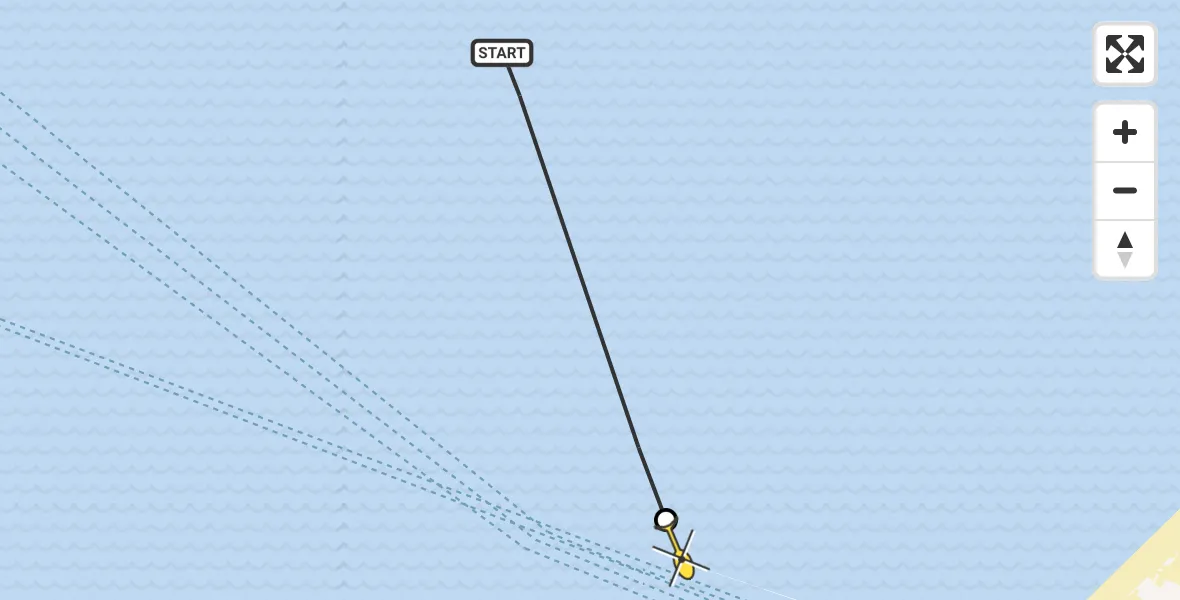 Routekaart van de vlucht: Politieheli naar Hoek van Holland, Maasgeul