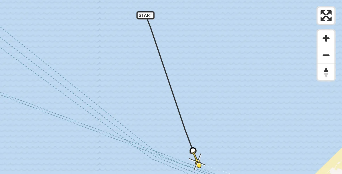 Routekaart van de vlucht: Politiehelikopter naar Hoek van Holland, Maasgeul