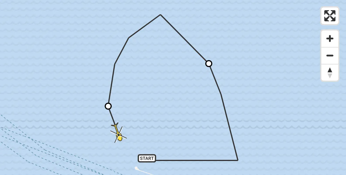 Routekaart van de vlucht: Politieheli naar Hoek van Holland, Maasmond