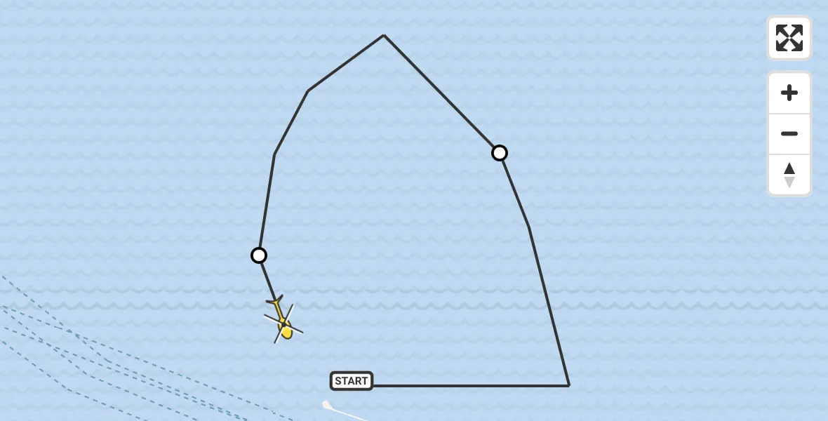 Routekaart van de vlucht: Politiehelikopter naar Hoek van Holland, Maasmond