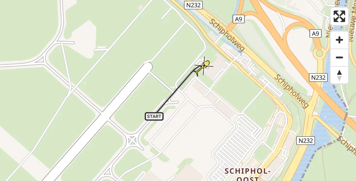 Routekaart van de vlucht: Politieheli naar Schiphol, Loevesteinse Randweg